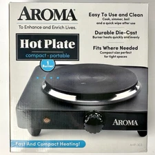 6” Electric Single Burner Cast Iron Hot Plate Black Counter Top Camping Dorm