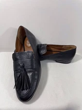 Franco Sarto BRIXLEY Black Leather Tassel Loafers 9.5 M