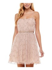 CITY STUDIO Womens Spaghetti Strap Short Prom Fit Flare Dress