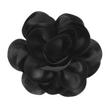 Rose Flower Brooches Pins for Women, Satin Fabric Hair Clips 14cm Black