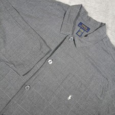 Polo Ralph Lauren Sleep Shirt Mens Large Grey Windowpane Plaid Long Sleeve