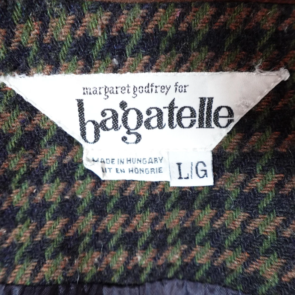 Chaqueta Vintage Old Money Mujer Grande Verde Cuadros Pata de Gallo Bagatelle Abrigo Años 90 Foto 2 de 4