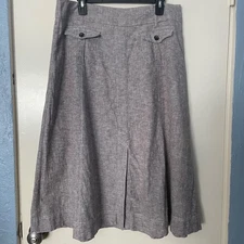 7th Avenue Design Studio brown linen blend midi skirt, size 14