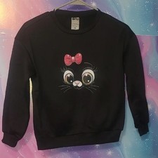 NEW Cute Black Warm Sweatshirt with Cat Design