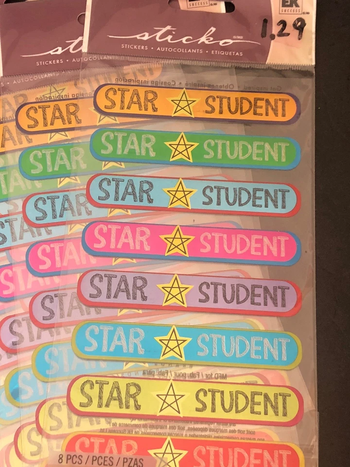 Lot Of 7 Sticko STAR STUDENT Repeat Metallic Stickers EK Success - Image 2 of 4
