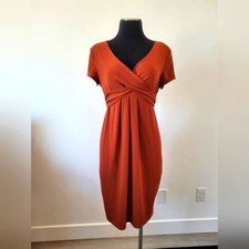 Liz Lange Maternity Dress Burnt Orange Wrap Jersey Midi Comfy Pregnancy Small