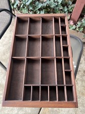 Antique Wooden Printer Tray Letterpress Drawer Typeset Miniatures Display Hang