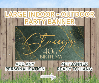 Personalisiertes GROSSES großes Banner Foto Outdoor Indoor grün gold Motiv GEBURTSTAG