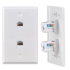 2-Port CAT 6 Ethernet Wall Plate RJ45 Punch Down Keystone Jack 1-Pack Panel