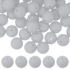 60 Pcs Silicone Beads, 9mm Bulk Beads for Keychain Making, Light Gray