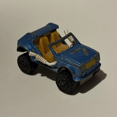 Vintage Majorette #223 4x4 Crazy Car Lifted Blue Yellow Interior 1/55 France