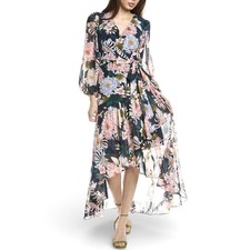 Eliza J Floral High-Low Maxi Wrap Dress Size 4