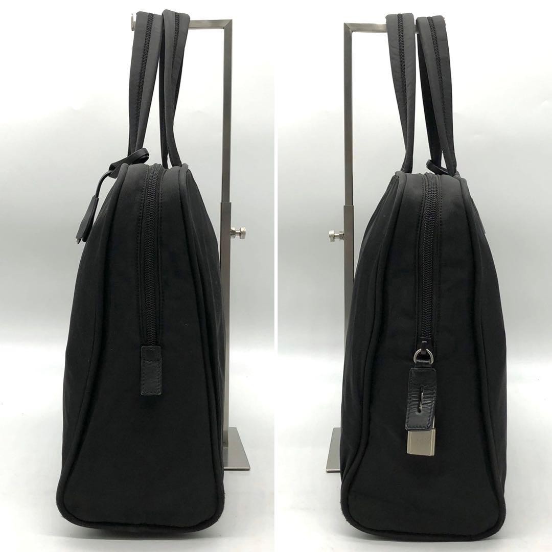 PRADA Tessuto Nylon Leather Mini Boston Hand Bag Black Triangle