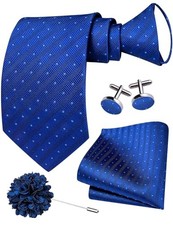 Zipper Ties for Men Pre-Tied Tie Set Silk Paisley Adjustable A Royal Blue