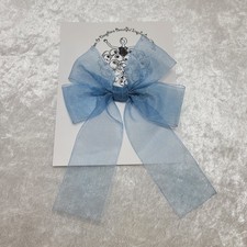 Sale Handmade Beautiful Blue Sheer Bow/Blue Sheer Tails Girls/Women, Hair Clips