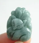 Certified Natural  Green A Jade Jadeite Nine-Tailed Fox Jade Pendant 九尾狐