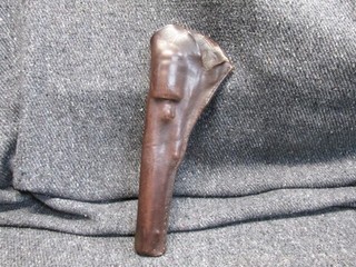 ANTIQUE "SLIM JIM" STYLE BROWN LEATHER HOLSTER FOR THE COLT MODEL 1860 REVOLVER