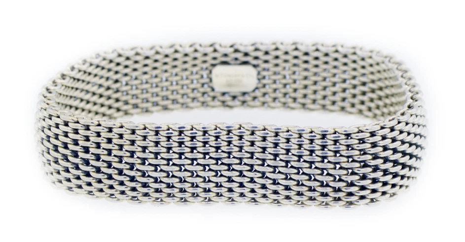 TIFFANY & CO. STERLING SILVER 925 SOMERSET MESH BANGLE BRACELET - Image 3 of 4