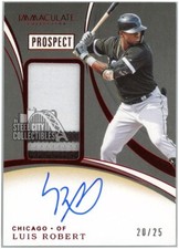 Luis Robert 2020 Panini Immaculate Prospect Red Patch Auto Card #PPA-LR 20/25