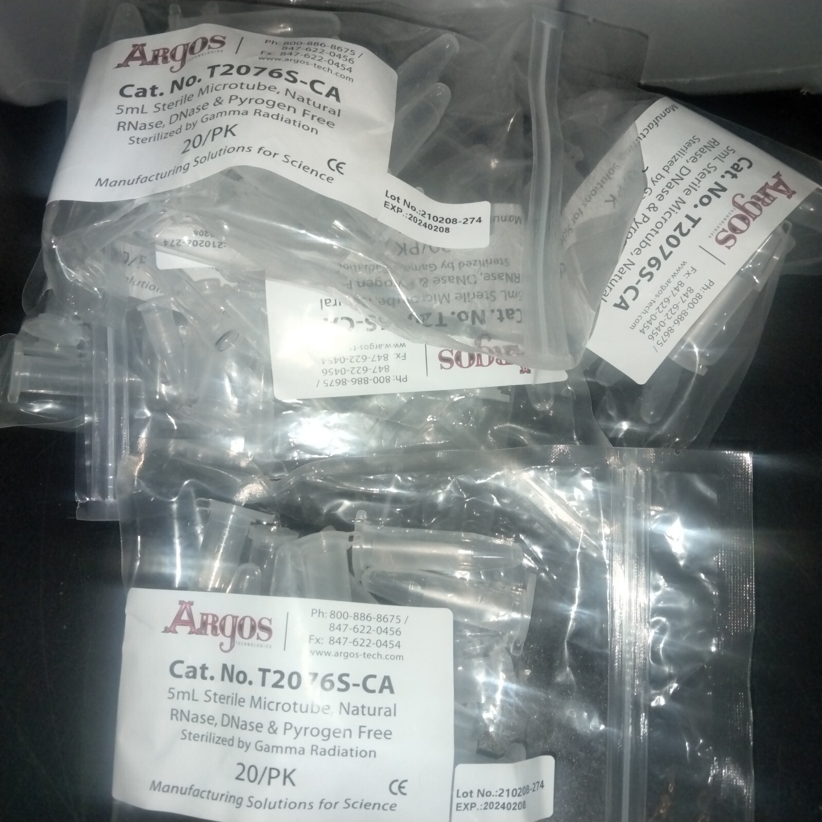 Microtube Natural RNase, DNase & Pyrogen T2076SCA 5mL Sterile Argos eBay