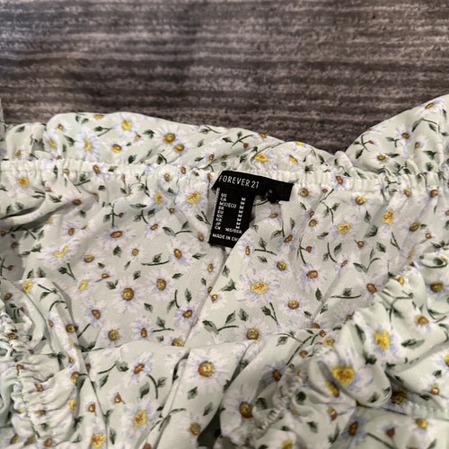 Forever 21 Dress Womens Medium Off the Shoulder Ditsy Floral Smock Ruffle Mini - Picture 3 of 10