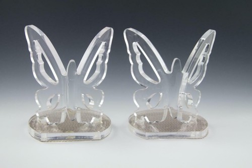Lucite Acrylic Clear Plastic Butterfly Bookends - Bild 6 von 9