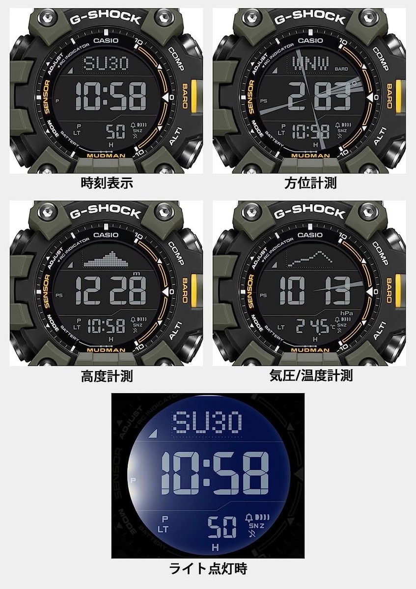 CASIO G-SHOCK GW-9500-3JF MUDMAN Triple Sensor Solar Radio Men's
