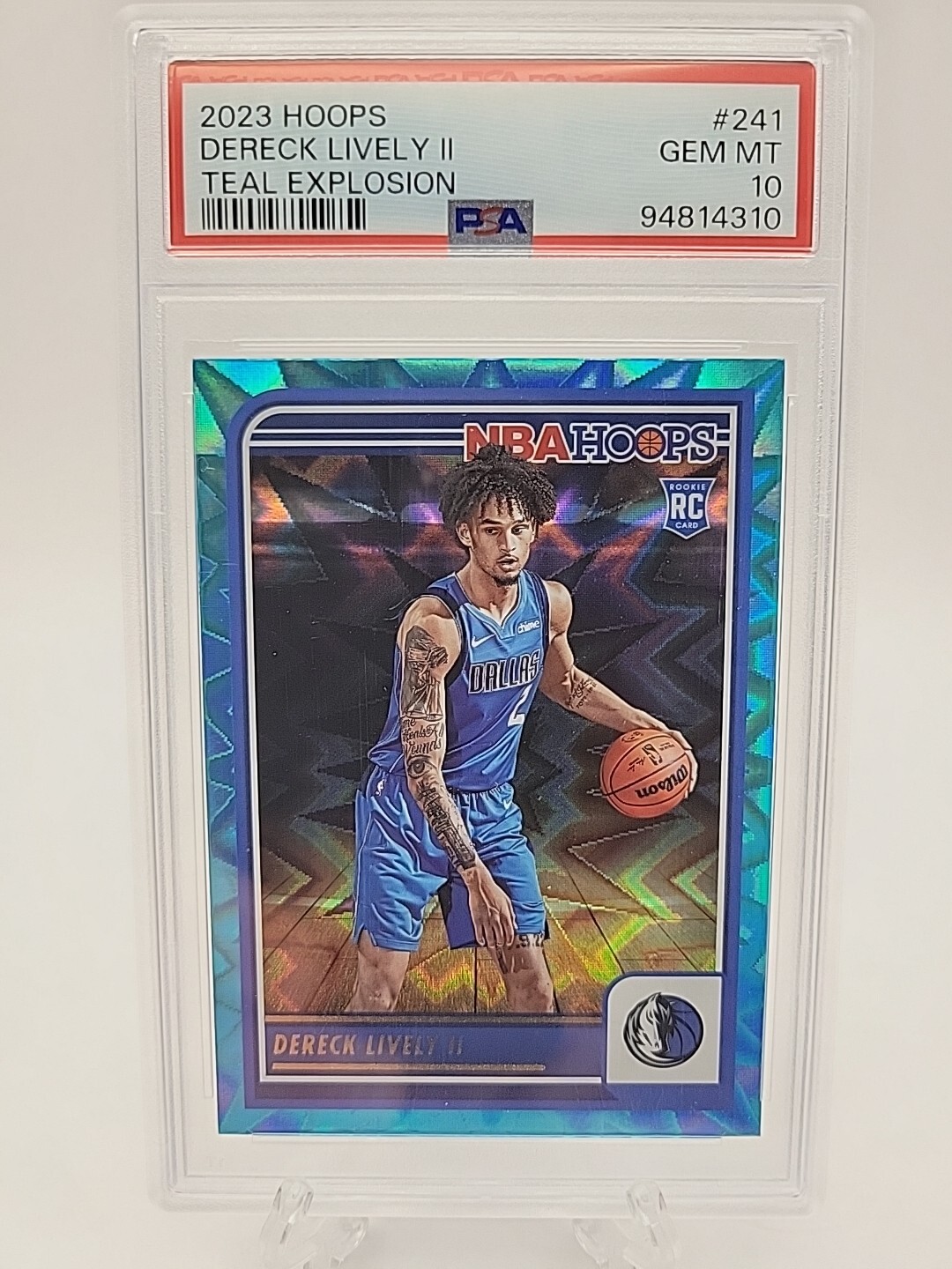 🔥 2023 Hoops Dereck Lively II #241 Teal Explosion Rookie PSA 10 Mavericks NBA