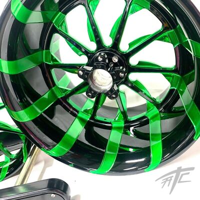300 FAT TIRE KIT BLACK & GREEN TORNADO WHEELS 06-11 KAWASAKI NINJA