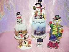 🎁i💗* Vtg Christmas DARLING SNOWMAN Bell Figurines Lot 6 ⭐HTF