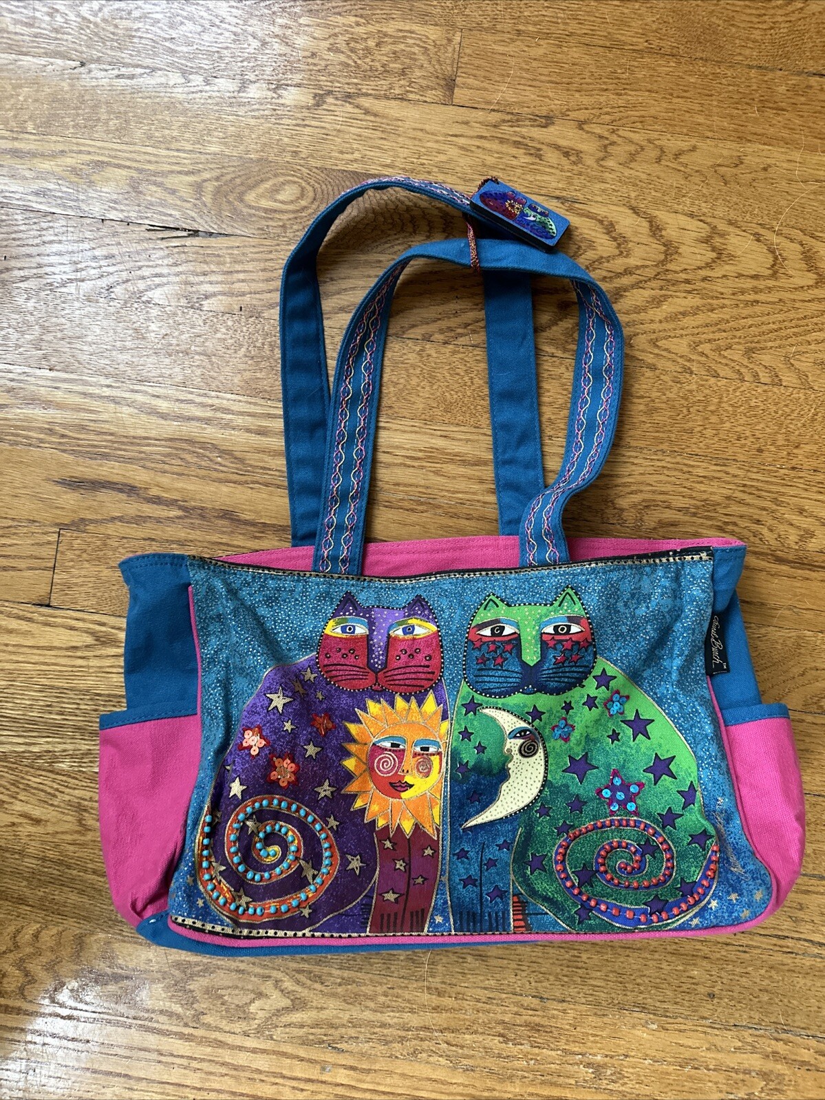 Laurel Burch Double Handle Shoulder Cat Tote Bag