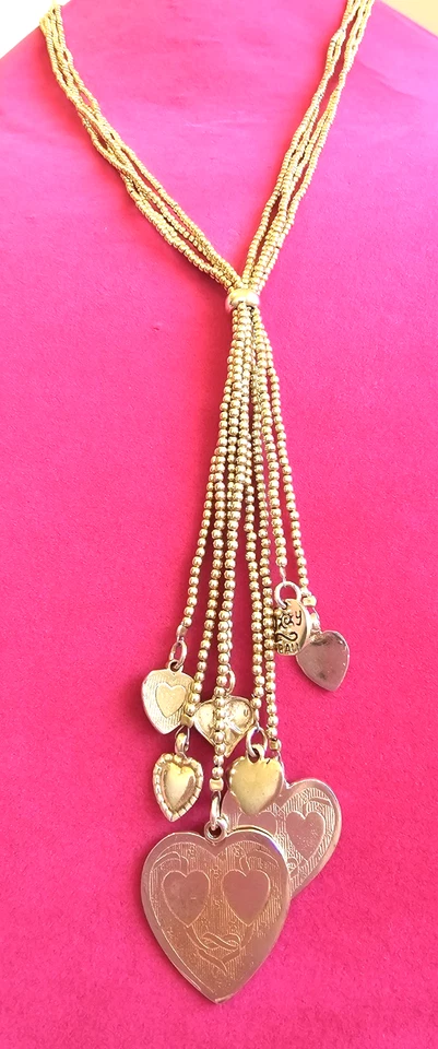 Diseñador Firmado Joy Bali Plata Esterlina Corazón Dijes Oro Tn Bola Cuentas Collar