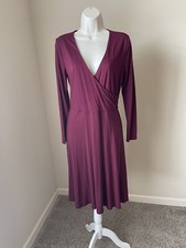 Old Navy Women’s Burgundy Wrap Front V-Neck Fit & Flare Midi Casual Dress s M