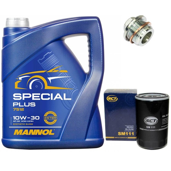 MotoröL Filter Set 10W-30 5 Liter + ÖLablassschraube FüR Audi 100 80 A6 VW Golf-image