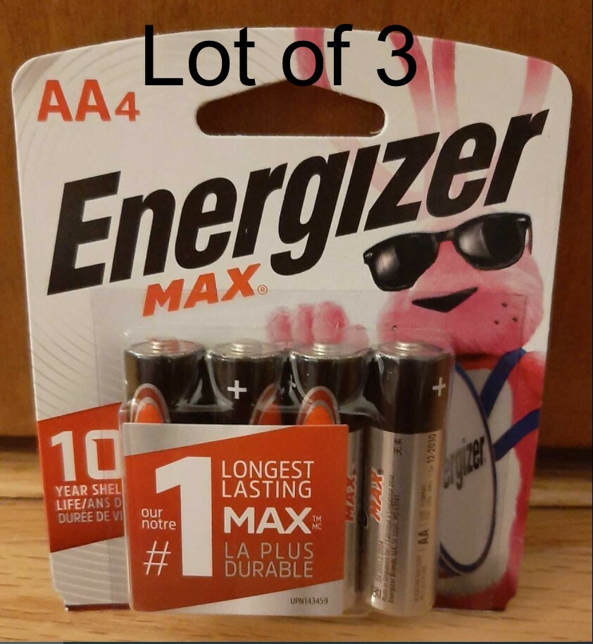 Energizer AA Batteries (4 Count), Max Alkaline Battery (Exp 2028, Lot of 3)-image