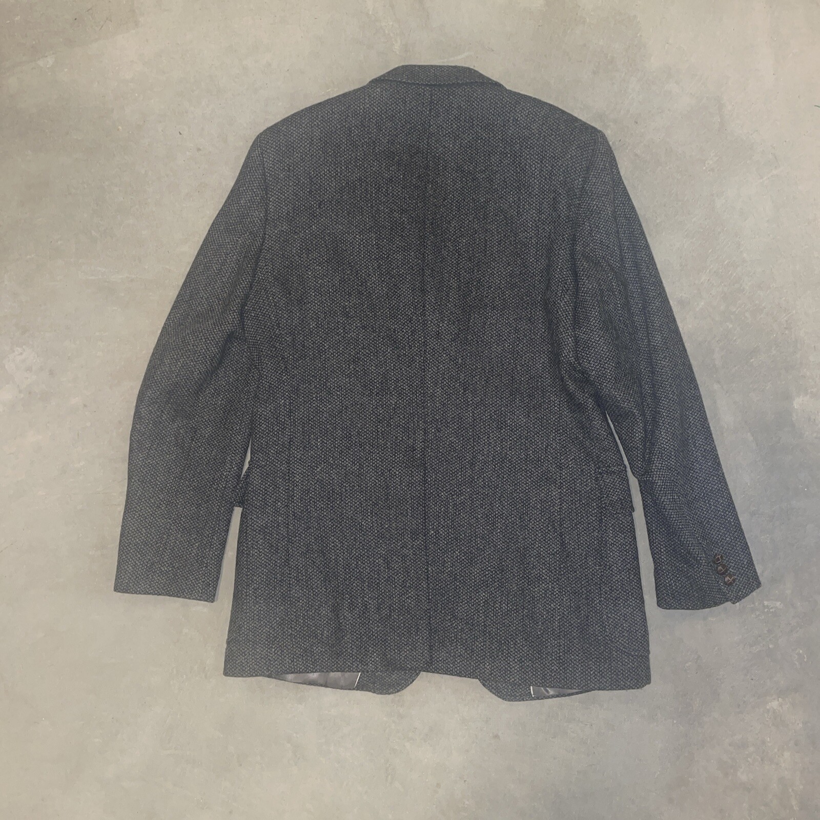 FILA Cappotto sportivo Savile Row da uomo 42 L grigio nero 100% lana 2 bottoni giacca sfiato singolo