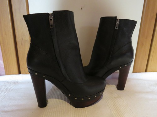 UGG® AUSTRALIA COSIMA STIVALI PLATFORM IN PELLE NERA UK 5,5 EUR 38 USA 7 RRP £ 195 - Foto 3 di 12