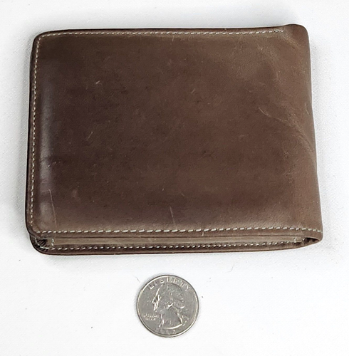 "Portafoglio pieghevole HIMI marrone in pelle con ID flip-out interno marrone marrone chiaro 3,5x4,5" - Foto 6 di 12
