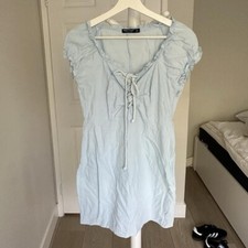 NWOT Nasty Gal - lace up mini dress in baby blue - 8