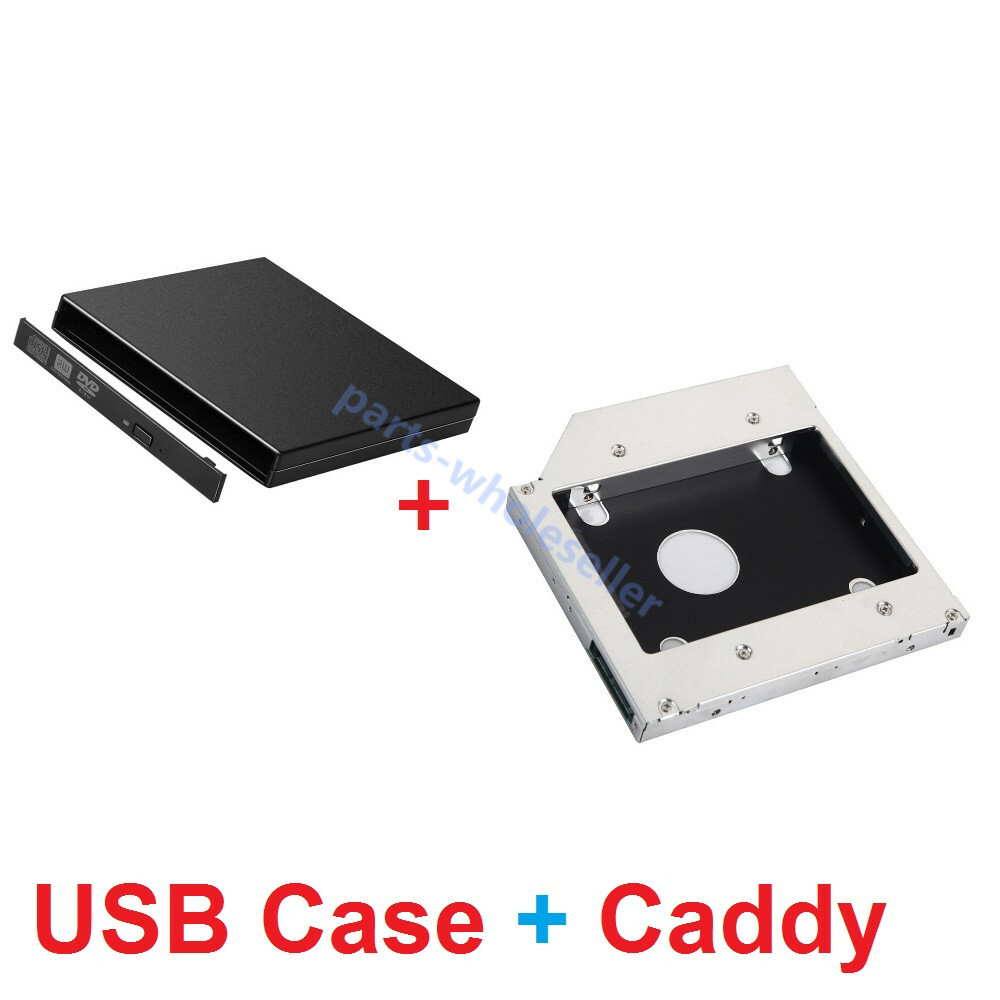 USB CD DVD RW External Enclosure Case Sata 2nd HDD SSD HD Hard Drive  Caddy