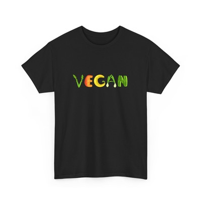 Vegan T-Shirt, Unique Vegetable Lettering Tee, Gift Idea for Vegans