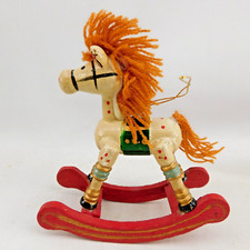 Rocking Horse Christmas Ornament 4" H Hand Painted Wood Vintage Taiwan ROC P11 