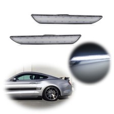 2pcs Clear Rear Bumper Reflectors Side Marker Lights For 2015-2023 Ford Mustang