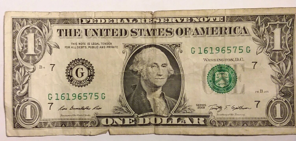 Fancy Serial Number 2009 $1 Note Birthday Anniversary Date: Jan. 6th 1965 - Image 2 of 3