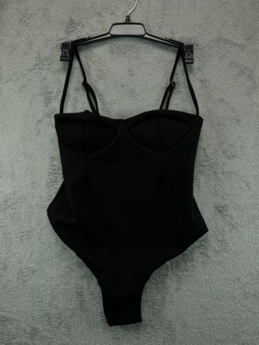 NWT HAIGHT Crepe Vintage One Piece Swimsuit OTS Sweetheart Womens Large Black - Picture 2 of 7