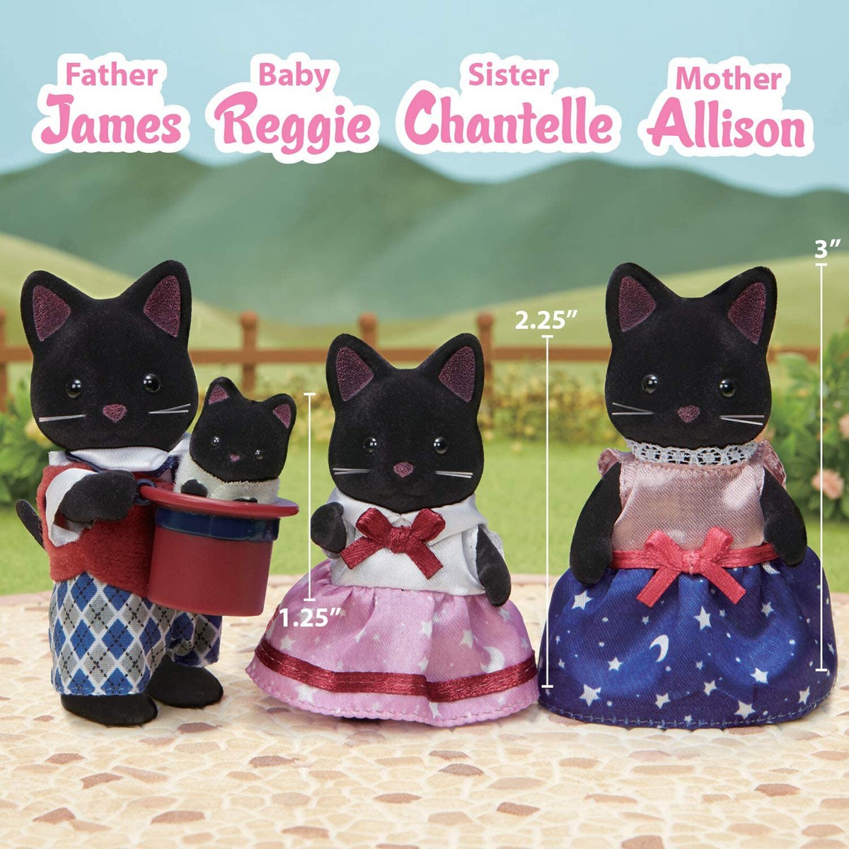 Calico Critters CC1939 Midnight Cat Family Clothing Flocked