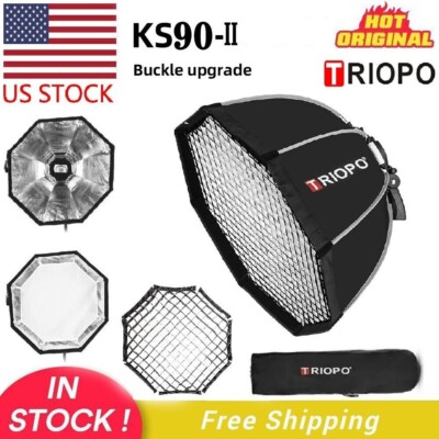 US TRIOPO KS2-90 35.4'' Folding Octagon Umbrella Grid Softbox W/ S Flash Bracket
