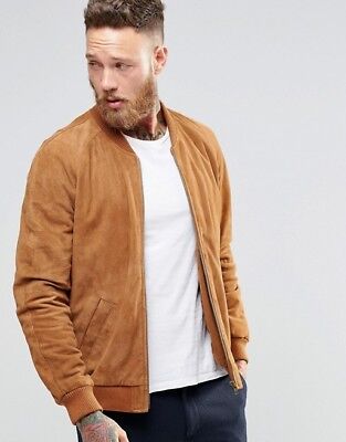 New Brown Leather Jacket Men Pure Suede Slim Fit Flight/Bomber Size S M L  XL XXL | eBay