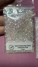 Iridescent White Pink 1 MM Fine Glitter for nail acrylic gel craft US Seller 5g