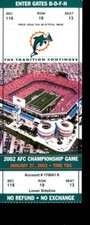 Football Ticket Miami Dolphins 2002 1/27 AFC Championship Phantom